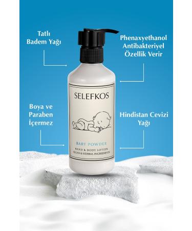 Selefkos Baby Powder Scented Moisturizing Vegan Body Lotion & Body Cream 250ml - Buy Online on GoSupps.com