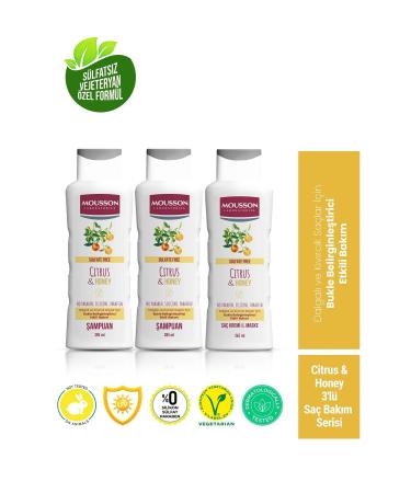 Mousson Citrus and Honey Extract Curl-Clarifying Effect Sulfate-Free 3-Pack Hair Care Series