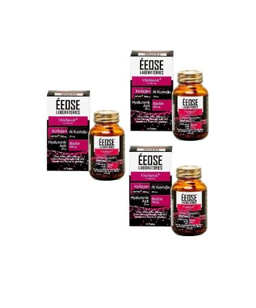 Eeose Collagen Tablet (Collagen + Hyaluronic Acid + Horsetail + Biotin + Vitamin C) 45 Tablets-3 Pieces