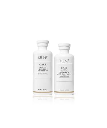 Keune Satin Oil Shampoo 300 ml & Satin Oil Conditioner 250 ml Moisturizing for Dry Hair (SET OF 2)