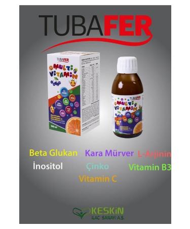 TubaFer Multivitamin and Multimineral Syrup 150 Ml L-arginine Inositol Black Elderberry Beta Glucan K2 - Buy Online on GoSupps.com