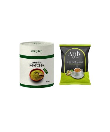 minytea Matcha Tea 0 Natural Detox Matcha Powder 50gr. + Turkish Coffee with Pistachio - (HIGH QUALITY PURE MATCHA)