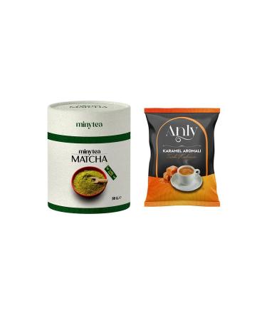 minytea Matcha Tea 0 Natural Detox Matcha Powder 50gr. + Caramel Turkish Coffee - (HIGH QUALITY PURE MATCHA)
