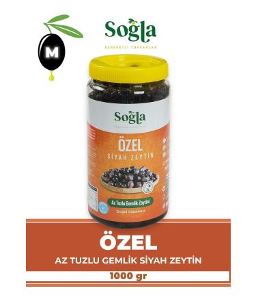 SO LA ZEYT NC L K Special Gemlik Less Salty Black Olives 261-290 Caliber 1000gr