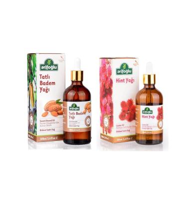 Arifo lu Sweet Almond Oil 100 ml + Castor Oil 100 ml Set of 2 Arfoglubademhint100set
