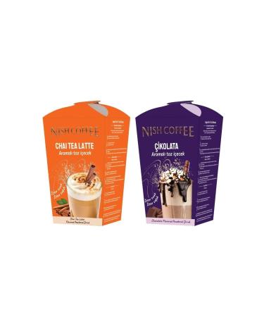 Nish Coffee Tea Latte Chocolate Flavored Powder Drink Set of 2 2X250 gr