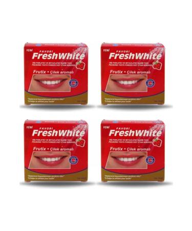 Fresh White 4 Pack Strawberry Flavored Teeth Whitening Powder