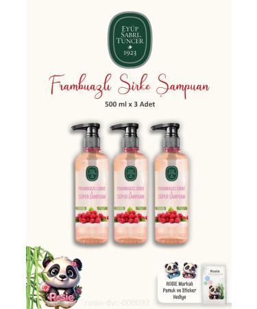Ey p Sabri Tuncer 3 Pieces Ey p Sabri Tuncer Raspberry Vinegar Shampoo 500 ml and ROSIE Cotton