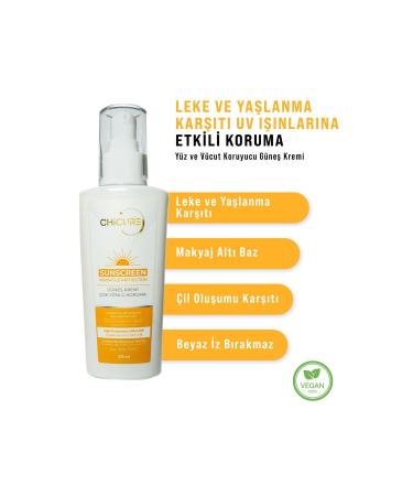 Chicure Anti-Blemish and Anti-Aging Makeup Base High Protection SPF 50 Face and Body Sun Cream 125 ml