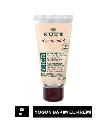 Nuxe Reve De Miel Cica Rich Hand Cream - Natural Intensive Care Hand Cream for Dry and Sensitive Skin 50 ml