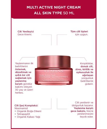 Clarins First Anti-Aging and Anti-Wrinkle and Anti-Aging Multi Active Regenerating Night Care Cream 50 Ml