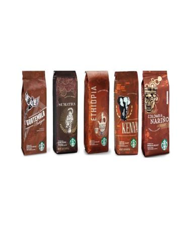 Starbucks Trial Pack Filter Coffee 5x250 gr 5 Packs of Bean Coffee