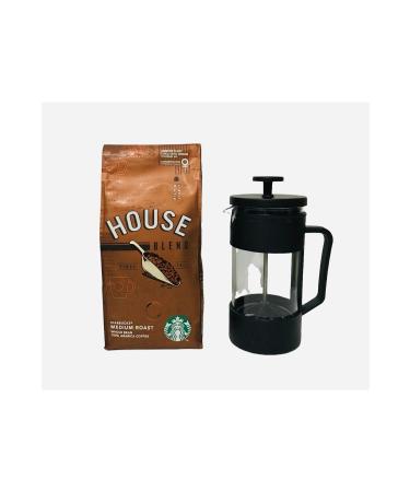 Starbucks House Blend French Press Ground 250 G + French Press Teapot 350ml