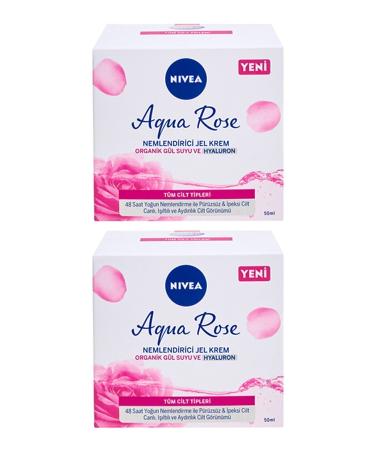NIVEA Aqua Rose Organic Moisturizing Gel Cream with Rose Water 50 Ml X 2 Pieces