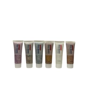 Rose Mini Queen Body & Hair & Face Glitter Gel Glitter 6 Tubes 6 Pieces (Assorted Colors)