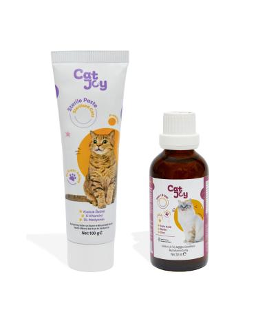 CATJOY Super 2 Pack Sterile Malt Paste 100gr and B Plus Cat Hair Drops 50ml