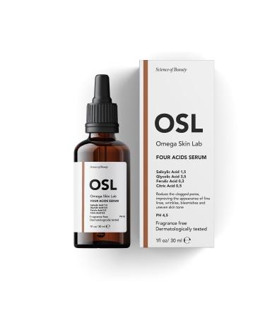 OSL Omega Skin Lab Four Acids Serum 30ml (sebum balance pore anti-wrinkle and anti-stain serum) - Buy Online on GoSupps.com