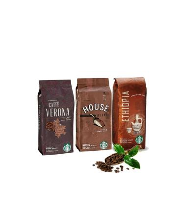 Starbucks 3x250 Gr Bean Coffee Set (Caffe Verona House Ethiopia)