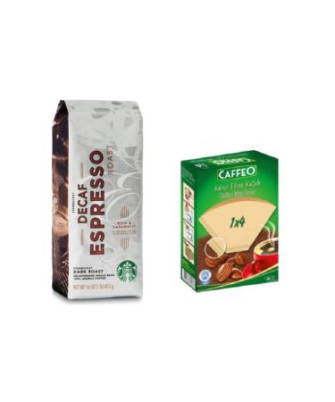 Starbucks Caffe Decaf Espresso Roast Filter Coffee 250gr + Coffee Filter Paper No 4/80li