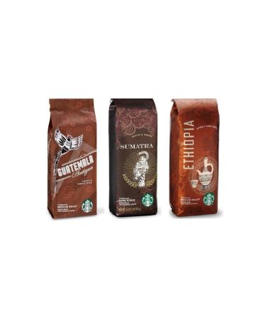 Starbucks Guatemala Ethiopia Sumatra Filter Coffee 3x250 gr 3 Pack Ground for Coffee Machine