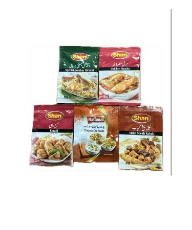 Shan Masala 5 Piece (biryani-karahi-chicken-chaat-tikka seekh kabab)