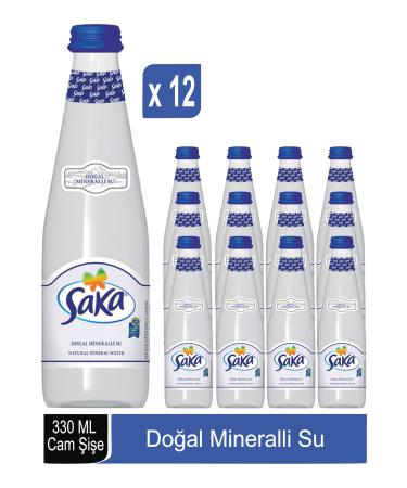 saka SU Natural Mineral Water Glass Bottle 330 ML x 12