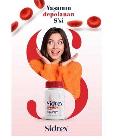 SIDREX Lipo Iron Complex Iron Containing Supplementary Food 30 Capsules - Buy Online on GoSupps.com