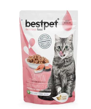 Bestpet Salmon Sterilized Pouch Canned Cat Food with Salmon 85 Gr X 12 PIECES - Buy Online on GoSupps.com
