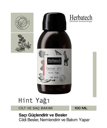Herbatech Castor Oil 100ml Effective for Hair Eyebrow and Eyelash Care