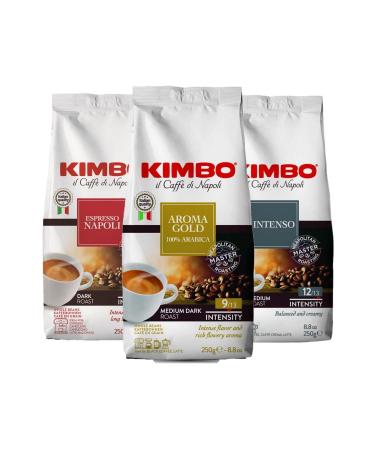 Kimbo Espresso Napoli + Aroma Gold + Intenso Coffee Beans (250 gr) (Set of 3)