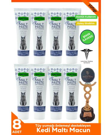 Sernely 8 Pieces Anti-Hairball Malt Paste 100gr Your Cat's 8 Month Needs Anti-Hairball Cat Malt Paste