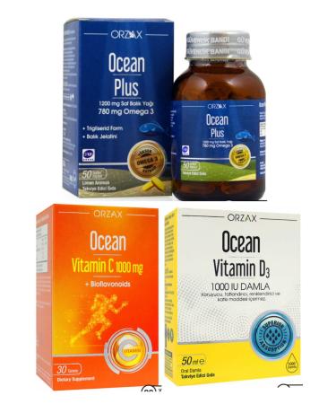Ocean 1200mg Fish Oil + 1000mg Vitamin C + 1000iu Vitamin D Drops Advantage Package