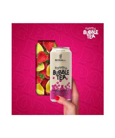 the boba co Popping Bubble Tea - Strawberry and Lemon Flavored Green Tea Drink Set of 3 - Buy Online on GoSupps.com