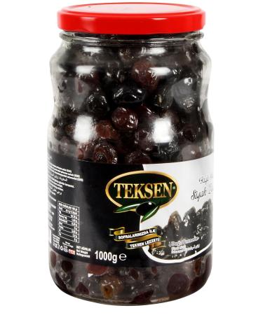Teksen Oily Sele Glass Jar Black Olives 1000g