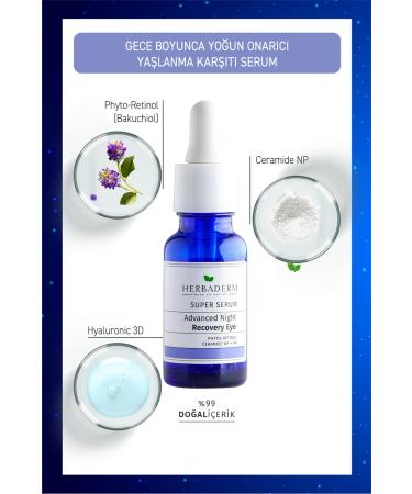 Herbaderm Anti-Wrinkle Brightening Night Eye Contour Serum Advanced Night Recovery (BAKUCHIOL) - Buy Online on GoSupps.com