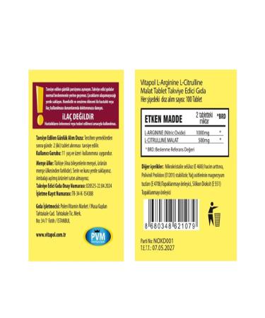 Vitapol L-Arginine L-Citrulline Malate 2x100 Tablets L-Arginine L-Citrulline - Buy Online on GoSupps.com