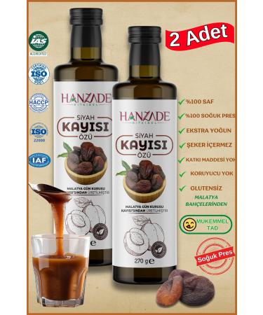 Hanzade Herbal Black Apricot Extract 270 Gr x 2 Pieces Does Not Contain Sugar and Glucose