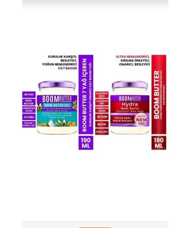BOOM BUTTER Hair Care-Skin Care Set (Repairing Skin Care Oil 190 ml-Hydra Intensive Moisture 190ml)