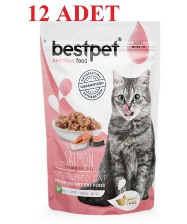 Bestpet Salmon Sterilized Pouch Canned Cat Food with Salmon 85 Gr X 12 PIECES