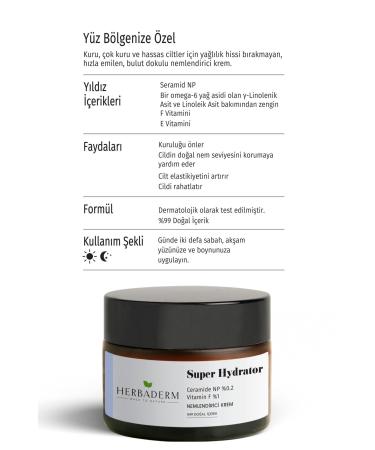 Herbaderm Super Hydrator Intensive Moisturizing Cream Ceramide NP Vitamin F For Sensitive Skin - Buy Online on GoSupps.com