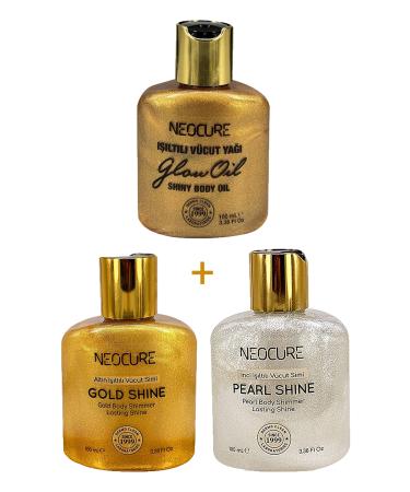 NeoCure BRONZE SHINING + GOLD SHINING + PEARL SHINING BODY SHINY CARE OIL 100 ML - SET OF 3
