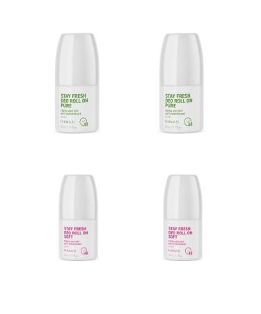 Farmasi Stay Fresh Deo Roll On Pure 50 Ml Women & Farmasi Stay Fresh Soft 50 ml Women Roll On (4 PCS)