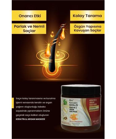 Bio Keratin Gold Argan & Keratin Oil Hair Care Mask 500 Ml - Buy Online on GoSupps.com
