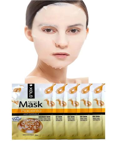 qualityworld 5 Pieces Sheep Placenta Sheep Placenta Face Mask Face Cleaning and Renewal Mask XL1790