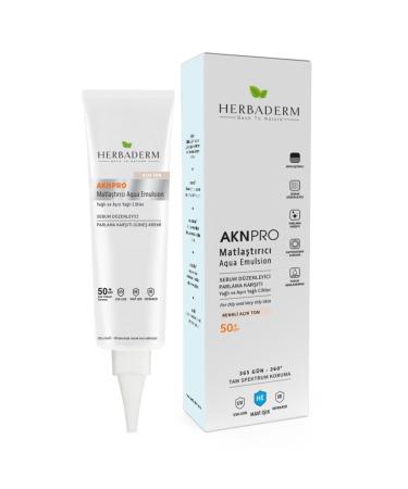 Herbaderm Anti-Acne and Anti-Oily Mattifying Sunscreen Cream Spf 50 Tinted Light Tone 40 ml - Buy Online on GoSupps.com