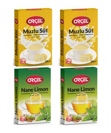 OR EL 2 Banana Milk + 2 Mint Lemon (menthol) Flavored Drink Powder Oralet Tea 4x200gr.