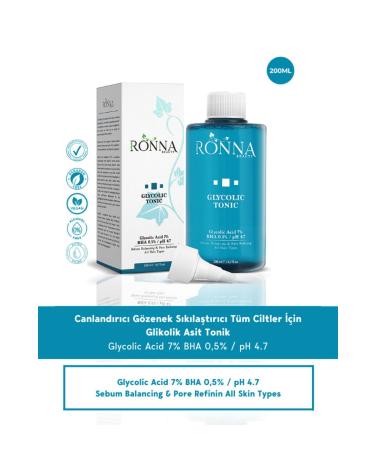 Ronna Beauty Pore Tightening Glycolic Tonic 200 Ml Bha 0.5% Ph 4.7