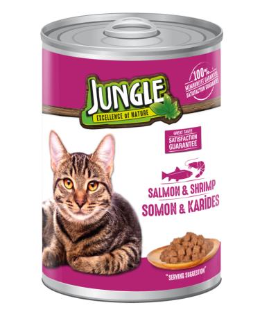 Jungle 400 GR CANNED CAT FOOD WITH SALMON & SHRIMP 12 PACK