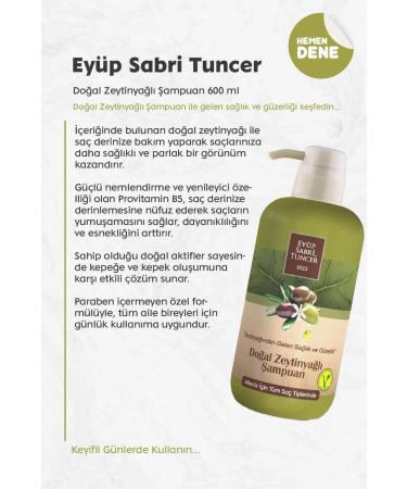 Ey p Sabri Tuncer BUY 6 PAY 5 Ey p Sabri Tuncer Natural Olive Oil Shampoo 600 ml and ROSIE - Buy Online on GoSupps.com
