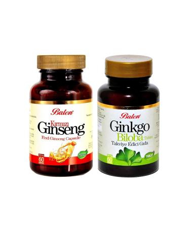 Balen Red Ginseng 375 Mg 60 Capsules Ginko Biloba 600 Mg 60 Tabs